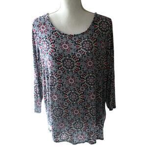 Philosophy women's Plus 3/4 Sleeve Multi Color Stretch Shirt Size 1X